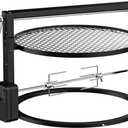 Skyflame Charkettle BBQ Grill Rotisserie System Kit with Adjustable Cooking Grate, Compatible with Weber 22-inch Kettle Grills