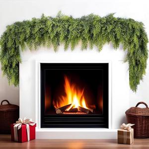 9 FT Christmas Garland, Cedar Garland -Realistic Artificial Christmas Garlands for Indoor and Outdoor Decor,Fireplace,Mantle,Doorway,Wreath-Green Faux Pine Garland for Christmas Decorations (1, 9 FT)