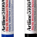 Artline 5100A Big Nib Magnum Whiteboard Dry Erase Markers, Extra Thick 5.0mm Bullet Tip, Readable from a Great Distance, Low Odor Colored Markers for School, Black, Red, Blue, Green, 2-Pack
