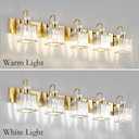 Ralbay Gold Crystal 5-Light Bathroom Vanity Lights Over Mirror Modern Crystal Gold Bathroom Vanity Lighting