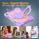 Case for iPad (A16) 11th/10th Generation 11/10.9 Inch 2025/2022, Ubearkk for iPad a16 case with Screen Protector, 360 Degree Rotating Stand Shoulder Strap Pencil Holder, Purple Pink