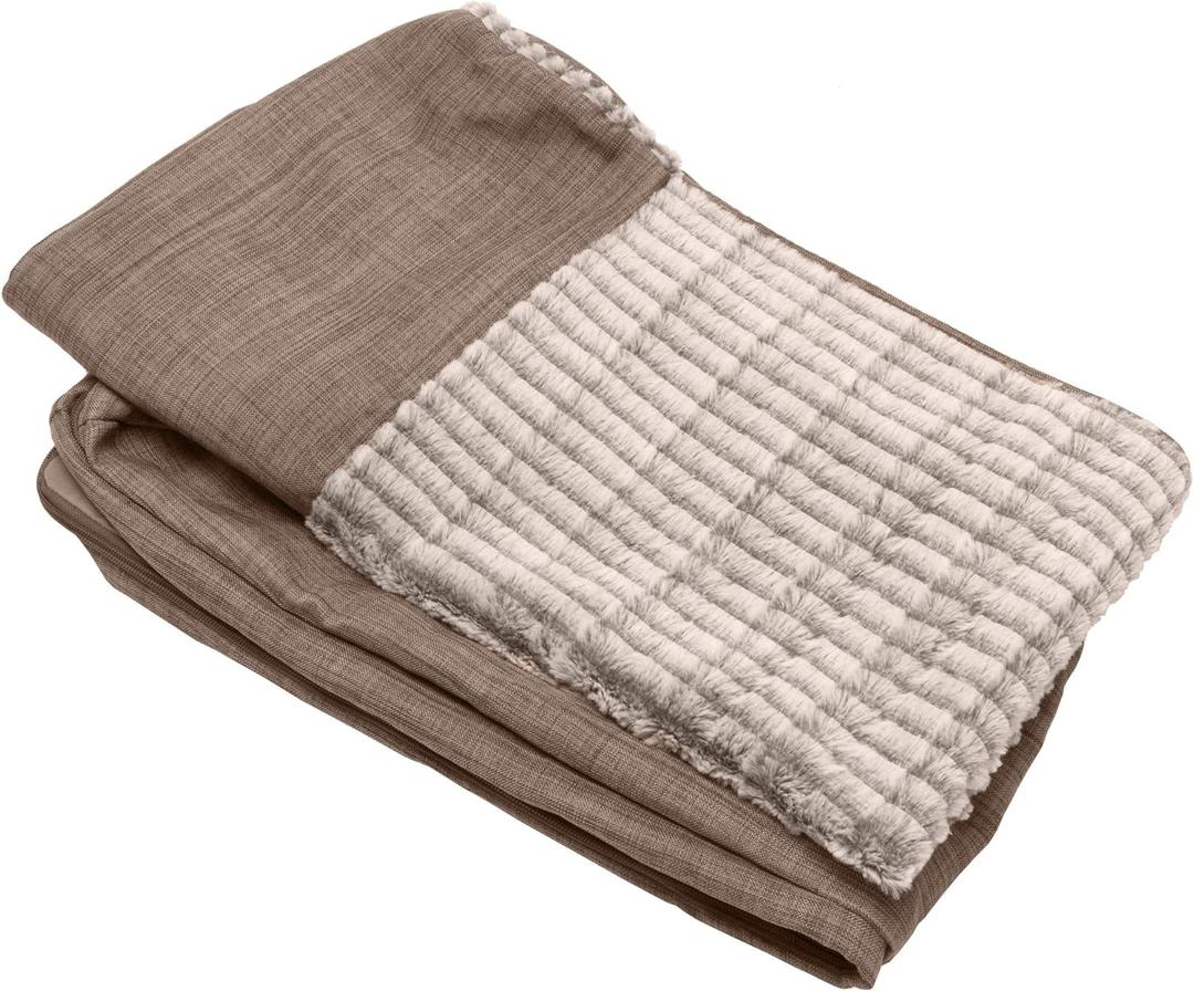 Furhaven Replacement Dog Bed Cover Luxe Faux Fur & Performance Linen Sofa-Style, Machine Washable - Woodsmoke, Medium Furhaven Replacement Dog Bed Cover Luxe Faux Fur & Performance Linen Sofa-Style, Machine Washable - Woodsmoke, Medium