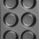 Jumbo Muffin Pan, Extra Large 6-Cup Carbon Steel Baking Pan, 12.8" x 10" x 1.6" with 3.46" Large Cups, Texas-Size Non-Stick Muffin Tin for Oven, Heavy Duty Dark Gray Cupcake Pan