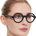 MARE AZZURO Round Reading Glasses 1.0 Women Stylish Readers (Black)