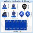 Graduation Decorations Blue and White 2026, Class of 2026 Graduation Party Decorations Set with Backdrop, Tablecloth, Congrats Grad Banner, Porch Banners, Centerpieces & Balloons