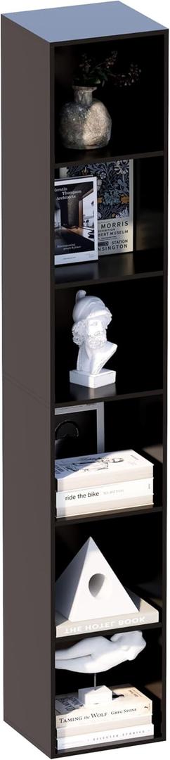 6 Cube Storage Organizer, 6 Tier Cube Low Bookcase Freestanding Storage Display Organizer, Six-Cubes Open Shelf Bookshelf for Home Office (Black, 6-Cube)