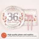 96 Pcs 36th Birthday Party Supplies for Women, Serves 24