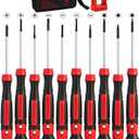 11-Piece Precision Screwdriver Set - Magnetic Mini Screwdrivers for Eyeglasses, Watches, Computers, Laptops, Phones - Phillips, Slotted, Torx, Non-Slip Handle, Portable Storage Bag Included
