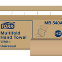 Tork Multifold Hand Towel White H2, 16 x 250 Towels, MB540A
Compatible with H2 Dispensers, 1-Ply, Universal, 100% Recycled Fibers