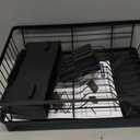 Kmiectse Dish Drying Rack - Space-Saving Small Dish Rack for Kitchen Counter, Rust-Resistant Kitchen Drying Rack, Compact Dish Drainer Organizer with Utensil Holder for Home Kitchen, Black