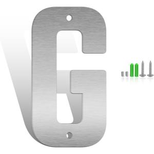 8 x 3 Inch Stainless Steel Metal Floating Address Numbers, Silver Metal House Letters, 304 Stainless Steel House Address Letters and Numbers, Modern Door Number and Letter for Home Hotel Office (G)