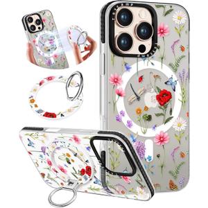 Toycamp for iPhone 16 Pro Max Case Compatible with Magsafe - Cute Design 360 Magnetic Ring Holder Stand Kickstand Funny Garden Girly Pretty Fashion TPU Phone Covers for Women Tenn Girls