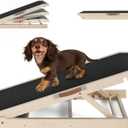Dog Ramp for Couch 32", Pet Ramp for Bed with Adjustable Slope, 15.7" Wide Non-Slip Rubber Surface & 4" Flat Platform, Dog Steps for Dachshund Corgi Senior Dogs Holds 200 lbs