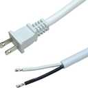 2 Prong Polarized 14 Gauge 6ft Power Cord, White | NEMA 1-15 Plug, SJTW 14AWG, 110V 115V 120V, Heavy Duty, For AC Appliance