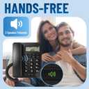 Corded Landline Phones for Home/Office, Desk Corded Telephone with Display and Adjustable Volume, Support Music on Hold, Speakerphone, DND and Calculator Function, Uvital House Phone (Black)