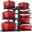 ORDORA Pots and Pans Organizer: Rack for Cabinet, 8-Tier Heavy Duty 120LBS Pots Pans Organizer Rack under Cabinet Adjustable for Dutch Ovens, Cast-iron Pans, Heavy Skillets Griddles, Shallow Pots