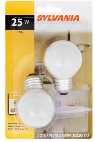 Sylvania 25 Watt Wax Warmer Bulbs 2 Pack - Incandescent G16.5 Globe Bulbs for Vanity & Decorative Fixtures, Dimmable E12 Candelabra Base 25W, 120V Soft White Warm White