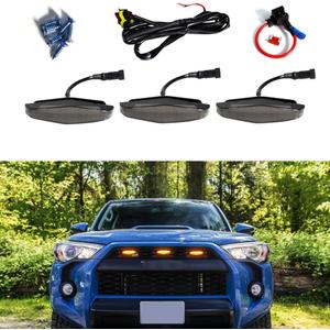 3 Pcs Grille Led Amber Light for 2014-2021 Toyota 4Runner TRD Pro Grille SR5 TRD Off-Road Limited TRO Pro,Smoked Lens