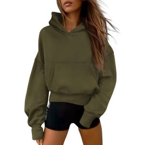 PRETTYGARDEN Women's 2026 Fall Hooded Sweatshirts Long Sleeve Half Zip Cropped Hoodies Pullover Winter Fashion Clothes (Large)