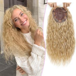 Curly Hair Toppers For Women with Thinning Hair Synthetic 6.5x6.5 Ladies Wiglets Full Coverage Blonde Topper Perfect for Daily, Holiday, Style