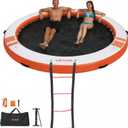 VEVOR Inflatable Floating Dock, Inflatable Dock Platform, Non-Slip Water Air Mat with Portable Carrying Bag and Detachable Ladder, Floating Water Platform Island Raft for Pool Beach Ocean, φ10 x 0.5 ft / 3.05 x 0.15 m, Color: White + Orange
