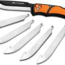 OUTDOOR EDGE 3.5" RazorLite EDC Knife. Pocket Knife with Replaceable Blades and Clip. The Perfect Hunting Blade for Skinning Deer. Blaze Orange with 6 Blades