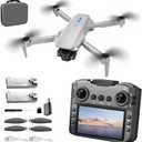 E88 GT Drone With 4.92-Inch Screen Controller,Brushless Motor, Optical Flow Localization, Active Obstacle Avoidance, 2 Batteries (White- 2 Batteries)