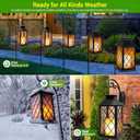 Yowin Solar Lanterns Outdoor Waterproof 2 Pack 14" Large Tempered Glass Hanging Solar Lantern with Flameless Candle, Garden Gifts, Wall Lamp for Backyard Porch Patio Lawn Vintage Decorations - Black