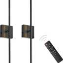 Black Modern Battery Operated Wall Sconces, Wireless Wall Sconces Set of 2 with Remote Control, Dimmable, Night Light, Memory Function, 2500K-6500K, 350Rotate, 28 Inch (2 Pack)