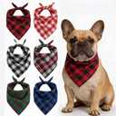 Dog Bandanas 6 Pack - Soft Cotton Bandanas for Dogs, Medium & Large Breeds - Washable Puppy Bandana Bulk Set - Cute Dog Scarf for Boy & Girl Pets - Spring, Summer & Birthday, Plaid