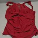 Zando Burgundy Swimsuit One Piece Swim Suits for Women 2026 Tummy Control Swimwear 2026 - High Neck Deep U-Back Mesh & Bow Detail Modest Full Coverage Halter Bathing Suit Burgundy, Medium