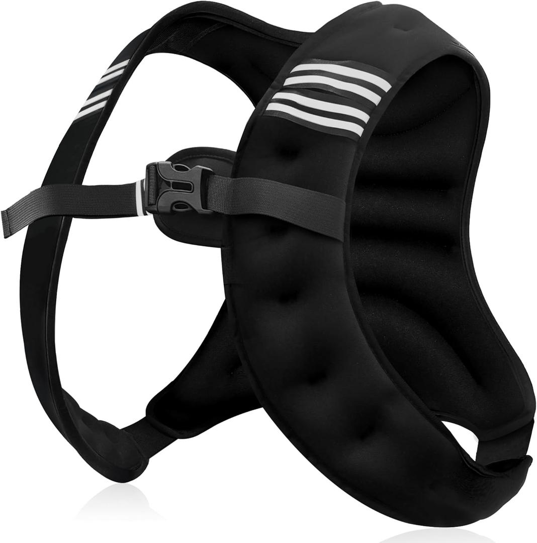 NATURELUX Weighted Vest with Reflective Stripe and Adjustable Buckle Straps, Black, 5 lbs