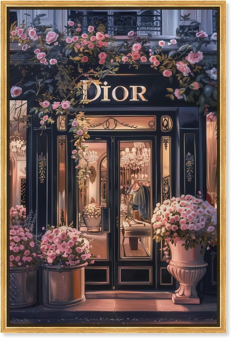 Elegant Night Storefront II Canvas Fashion and Glam, Gold Frame, 10" x 15"