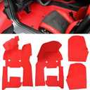 Red Full Floor Mats,All Weather Anti-Scratch Wear-Resistant Full Floor Protection Liner Carpet Coverage Pads for Corvette C8 Stingray Z51 2020+ for C8 Z06 2023+ and E-ray 2024+