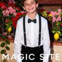 Kids Suspender and Elastic Bow Tie Sets for Boys and Girls Age 1-16 Years (Black)