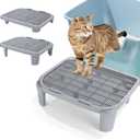 Cat Litter Ramp for Self-Cleaning Cat Litter Box Step Stairs, Double Layer Waterproof Urine Proof Trapping Mat Easy to Clean (19.7x16 Inch, Grey)