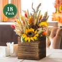 Dandat 18 Set Wood Cube Planter Box Square Wood Vase Rustic Cube Planter Box with Removable Plastic Liner Floral Foam Blocks for Centerpieces Home Wedding Garden Decor, Country Style (Brown)