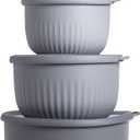 COOK WITH COLOR Prep Bowls with Lids- Wide and Deep Nesting Plastic Small Mixing Bowl Set with Lids, 8 Piece Set - Deep Bowls, Gray