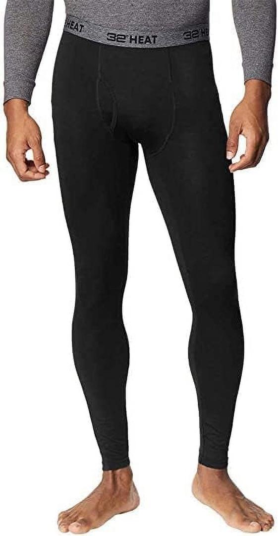 32 Degrees Men's 2-Pack Performance Lightweight Thermal Baselayer Legging Pant, Black, Small