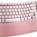 Nulea RT08 Wave Keys Wireless Ergonomic Keyboard with Cushioned Palm Rest, 2.4GHz Ergo Cordless USB Computer Keyboard, Comfortable Natural Typing, for Laptop, Mac, Windows (Pink)