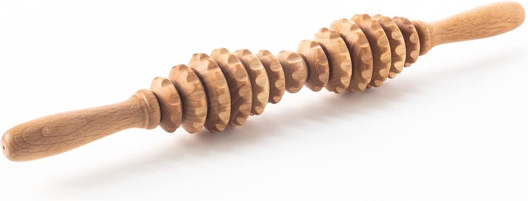 Tuuli Accessories - Oval Wooden Massage Roller, Multi-Functional Body Roller for Cellulite, Muscle Tension and Skin Health Support, Natural Massager for Women and Men