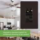Legrand Pass & Seymour 450W LS Series Preset Dimmer Light Switch for Dimmable LED & CFL Bulbs Plus 1.6A Ceiling Fan Control, Single Pole/3-Way, LSCLDC163P, Brown, 1 Count