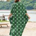 MAKABO Kaftan Dresses for Women Caftans Moo Moos V Neck Beach Swimsuit Cover Up Boho Hawaii Maxi Dress (Small-Medium, St Patricks Grid)