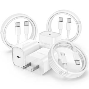 Cndons Fast Charger for iPhone 17 16 15 Charger 3Pack, 6+6+10ft USB-C to USBC Cable Cord &20W Type C Block Fast Charging for iPhone 17/16/15 Pro Max,Pro,Plus,16e,17 Air, iPad Pro/Air/Mini
