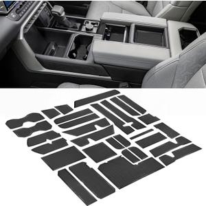 Custom Liner for Toyota Tundra Accessories 2022 2023 2024 2025 2026 Cup Holder Inserts Center Console Liner Mats Non-Slip Door Pocket Mats Protector Pad 30Pcs (Black Trim)