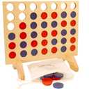 BSIRI Wooden Connect a Row in 4 - Board Games Kids Outdoor Toys Home Decor Rustic Yard Games Family Games for Kids and Adults Giant Jumbo Birthday Gifts for Men