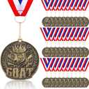 Quelay 30 Pcs Goat Medal Greatest of All Time Goat Pendant Champ Medal Funny Medals for Awards with Neck Ribbon Goat Award Necklace for Football Basketball Sports Tournament MVP Awards Collections