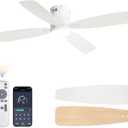 LEDIARY 52 inch Ceiling Fans with Lights and Remote Control,Flush Mount Ceiling Fan with Quiet Reversible DC Motor,White Modern Low Profile Ceiling Fan with Light for Bedroom Living Room Patio