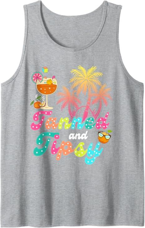 Tanned Tipsy Beach Summer Vacation Gift For Family Friend Tank Top XL