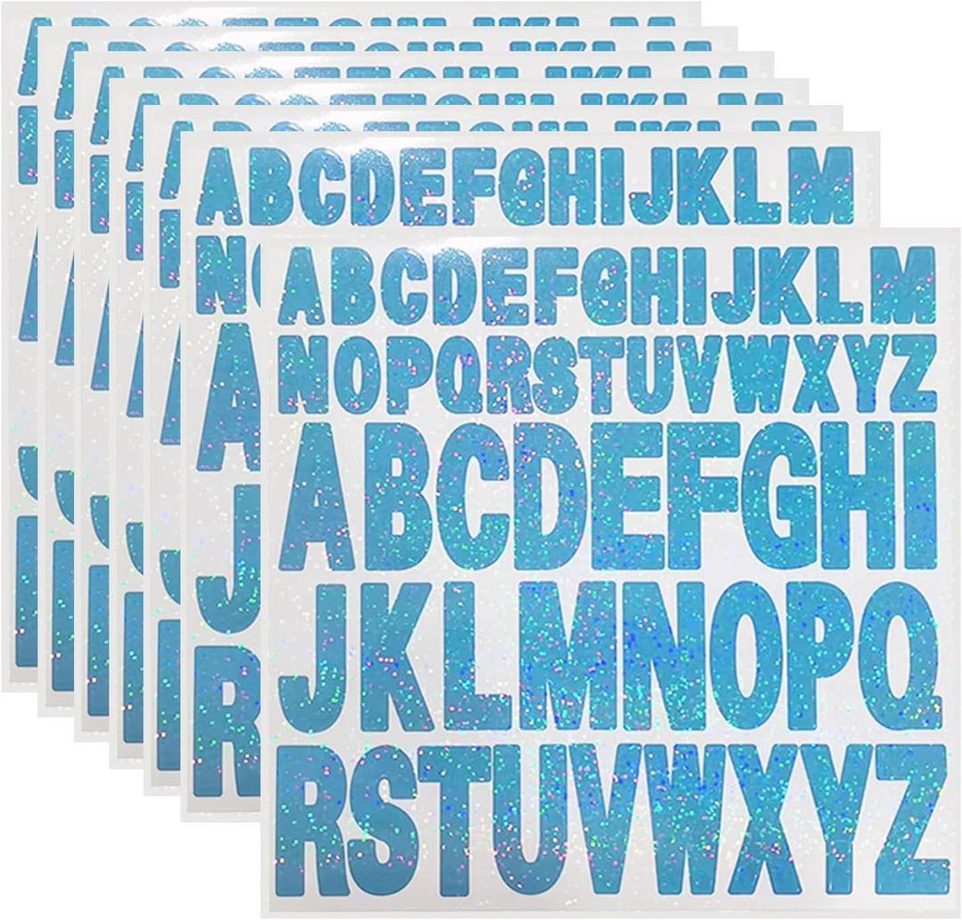 2 x Starboling Letter Stickers,2 Inch+1 Inch Blue Alphabet Sticker,Self Adhesive Vinyl for Crafts Outdoor Sign Wall Mailbox Windows Doors Car posterboard